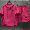 Conjunto de Dos Piezas para Hombre: Sudadera con Capucha Deportiva Fina de Marca de Moda, Mangas Cortas y Shorts, Traje Casual Holgado de Moda