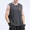 Colete de Seda de Gelo Masculino Tendência Fino Respirável Secagem Rápida Esportivo Lazer Colete Largo Masculino Camiseta Sem Manga Gola Redonda para Verão