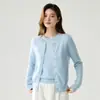 Cardigan de Gola Redonda Novo Outono e Inverno Feminino Cashmere Macio Amigo da Pele Malha Suéter Casaco Cor Sólida Manga Longa Emagrecimento Top