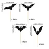 24 Peças Bandeirinha Criativa de Morcego para Bolo de Halloween, Adequada para Inserção na Decoração de Bolo de Halloween