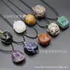Temu Venta Caliente Colgante de Alambre Dorado Asimétrico Tendencia Piedra Natural Cristal Ágata Piedra Collar Boutique Tk Venta Caliente