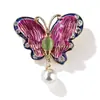 Lanhao estilo coreano goteo de aceite fresco esmalte doble capa mariposa colgante ópalo broche pin aleación pedrería Femenino
