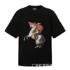 Comércio Exterior Transfronteiriço Em Estoque Derreter Conector Estilo Americano Marca Tendência High Street Retro Estampa Líquida Camiseta Casual Solta de Manga Curta