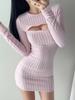 Vestido de manga larga con abertura y cremallera en el pecho para chica sexy y pura, para mujer, primavera 2024, nueva falda ajustada