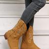 Tamanho grande comércio exterior 21 moda europeia e americana botas Martin femininas salto grosso salto alto bico redondo bordadas botas femininas atacado