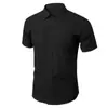 Camisa Blanca Hombre Manga Larga Moda Coreana Atractiva Color Sólido Camisa Profesional de Negocios Corte Ajustado Camisa Negra Hombre