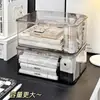 Caixa Organizadora de Acrílico Altamente Transparente para Mesa com Tampa Flip-Top à Prova de Poeira Cesta Organizadora com Tampa para Quarto Dormitório Escritório