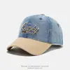 Gorra de Niña Primavera y Otoño Estilo Coreano Moda Gorra de Béisbol de Mezclilla Bordado de Letras Moderna Unisex Bebé Gorra con Bloques de Color Pico de Pato