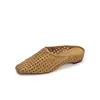 Pantuflas de Cuero de Ternera Tejido con Cuña y Punta Cerrada Hechas a Medida para Mujer, Adecuadas para Usar al Aire Libre, Exclusivamente para Ventas Transfronterizas, Cantidad Mínima de Pedido