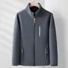 Jaqueta de fleece masculina, jaqueta softshell para atividades ao ar livre, camada interna espessa, moletom casual para homens de meia-idade e idosos