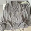 Pijama de Algodón Nube para Hombre, Primavera y Otoño, Cárdigan Casual Simple de Manga Larga, Holgado y Delgado, Se Puede Usar Afuera, Conjunto para Estar en Casa