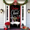 Decoración de Cubierta de Puerta de Navidad Tela de Fondo Verde de Navidad Cubierta de Puerta de Navidad Colgante de Puerta Decoración de Fiesta de Año Nuevo Tapiz de Cubierta de Puerta