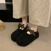 Gorros de Ponerse para Mujer Invierno 2026 Estilo Coreano Nuevos Versátiles Zapatos Peludos Para Uso en Exteriores Hebilla Única Más Terciopelo Cálidos Zapatos de Algodón