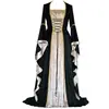 S-5XL Tallas Grandes Europeas y Americanas para Mujer Vestido Medieval de Tirantes de Terciopelo Dorado Largo para Escenario Retro Largo