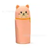 Porta-canetas de Silicone Animal de Desenho Animado Infantil, Recipiente de Caneta Dobrável Retrátil Fofo, Porta-armazenamento de Lápis Estilo Q-Cute para Alunos do Ensino Fundamental