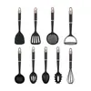 Exclusivo transfronteiriço: Conjunto de utensílios de cozinha de nylon de nove peças com cabos banhados a ouro rosa, incluindo conchas de sopa e espátulas, para uso na cozinha