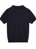 Camisa Tejida de Manga Corta Amarilla Fina con Cuello Polo Casual Verano Mujer 2025 Estilo Europeo y Americano Camiseta Casual