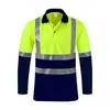 Camisa tipo Polo europea de talla grande con mangas largas y cortas, franjas reflectantes, hecha a medida para saneamiento al aire libre, construcción de carreteras y ropa de trabajo de seguridad.