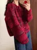 Abrigo-suéter jacquard estilo retro, nueva colección otoño/invierno 2026, cárdigan de punto Fair Isle chic relajado que reduce la edad
