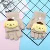 Guantes para niños otoño e invierno cálidos de medio dedo con tapa de dibujos animados lindos de punto con dedos descubiertos para bebé con forro polar engrosado para niños y niñas
