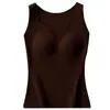 Colete Térmico Popular Transfronteiriço com Renda para Mulheres, Corte Justo, Bojo Fixo no Peito, Forrado com Fleece, Top Térmico Engrossado para Mulheres