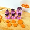 Juego de 12 Piezas de Protectores de Manos de PP, Cortadores de Galletas de Acero Inoxidable, Decoración para Lonchera, Cortadores de Melón y Verduras, Herramientas de Corte para Flores de Cocina