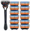 Envío Directo en Stock Rasuradora Manual Naranja de Cinco Capas con Mango de Metal Mate y Cuchillas de Acero Inoxidable Multicapa de Doble Cara