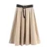 Comercio Exterior Transfronterizo Otoño Nueva Ropa para Mujer Estilo Europeo y Americano Moda Cinturón Estilo Capa Falda Midi