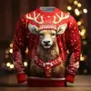 Europa y Estados Unidos 2024 transfronterizo nuevo Navidad Halloween impresión digital 3D moda para hombres y mujeres suéter de cuello redondo COS