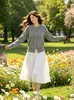 Chamarra de punto de moda para mujer para la primavera de 2026: Elegante, Casual, Corte Amplio, Versátil, Cuello Redondo, Mangas Largas con Mangas Peludas
