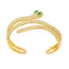 Pulsera Brazalete Abierto de Serpiente con Circonita Chapado en Oro Real de 18K Estilo de Lujo Ligero Gama Alta Personalidad Estilo Fresco Joyería de Mano Venta al por Mayor