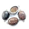 Colgante doble agujero ovalado de amatista incrustada nuevo transfronterizo 13*18mm superficie de huevo hecho a mano DIY accesorios de joyería de mano
