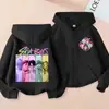Sudadera con capucha de cremallera de moda holgada para niños y niñas, estampado de dibujos animados de K-Pop, para primavera y otoño, chaqueta sudadera casual transfronteriza