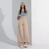Jeans Afinando com Caimento Feminino Cintura Alta Cáqui Calças Novas 2026 Nova Outono Americano Solto Calças de Perna Larga