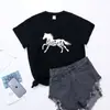 2023 comércio exterior tamanho europeu e americano cavalo casual estampa de grama gola redonda camiseta feminina manga curta