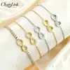 Nuevo Pulsera de Acero de Titanio Moda Simple Bucle Infinito Incrustada con Diamantes, Estilo de Lujo Moderno para Mujeres, Pulsera de Acero de Titanio Figura de Ocho