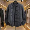 26 Suéter cardigan verde retrô americano, coleção de inverno masculina estilo coreano, peça externa de malha casual e relaxada