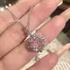 Popular Pingente Octogonal Rosa Milênio Corte Rosa Azul Oceano Incrustado com Diamante de Alto Carbono Lindo Colar de Pedra Colorida Corrente Rosa Clavícula