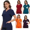 Amazon Sala de Operações Roupa de Trabalho de Médico Manga Curta Elástica Secagem Rápida Multicor Lavagem à Mão Roupa Traje Uniforme de Enfermeira Personalização