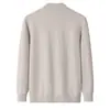 Cárdigan Base de Punto Liso de Cachemira de Color Sólido, Calibre 7, Cuello Semi-Alto con Cremallera, Suéter de Punto Casual de Moda para Hombre, Grosor Medio