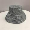 Chapéu Balde de Verão Designer Preto e Branco Pied de Poule para Mulheres, Chapéu de Proteção Solar, Chapéu de Pescador Fino de Aba Larga, Fashion