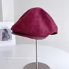 Chapéu Moda Simples Cor Sólida Camurça Feminino Outono Inverno Elegante Versátil Chapéu para Frente Beret Retro para Trás
