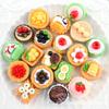 Acessórios de Resina Chaveiro Tarte Bolo DIY Ovo Artificial Comida Brinquedo Café da Manhã Hambúrguer Sobremesa Pão Pingente Materiais DIY
