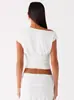 Camiseta Corta Asimétrica de un Solo Hombro Estilo Europeo y Americano Moda Puro Deseo con Elementos de Diseño, Top Base Ajustado Fruncido Chica Picante para Mujer