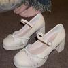 Sapatilhas Grossas Estilo Noivado para Mulheres, Sapatos Mary Jane de Salto Alto, Vestido de Casamento, Noiva, Versátil para Usar com Saia de Madrinha