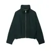MYST&ZA Novidades de Outono Jaqueta Bomber Xadrez de Manga Longa com Gola Alta Versátil Feminina