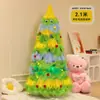 Árbol de Navidad Grande Rosa de Peluche con Luces Set, Árbol de Navidad Artificial, Adorno Fundido, Plegable Hecho a Mano