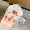 Scrunchie lenço quadrado estilo pastoral francês para meninas e crianças, elástico de cabelo doce com laço para coques, acessório de cabelo