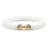 Novo bracelete hexagonal turquesa fosco com contas, pulseira de contas de halteres da moda, corda elástica, pulseira de liga metálica de vários tamanhos