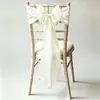 Tela para respaldo de silla de satén de imitación al por mayor de fábrica, cinta de satén específica para hotel, lazo de banderola floral para respaldo de silla de banquete de bodas